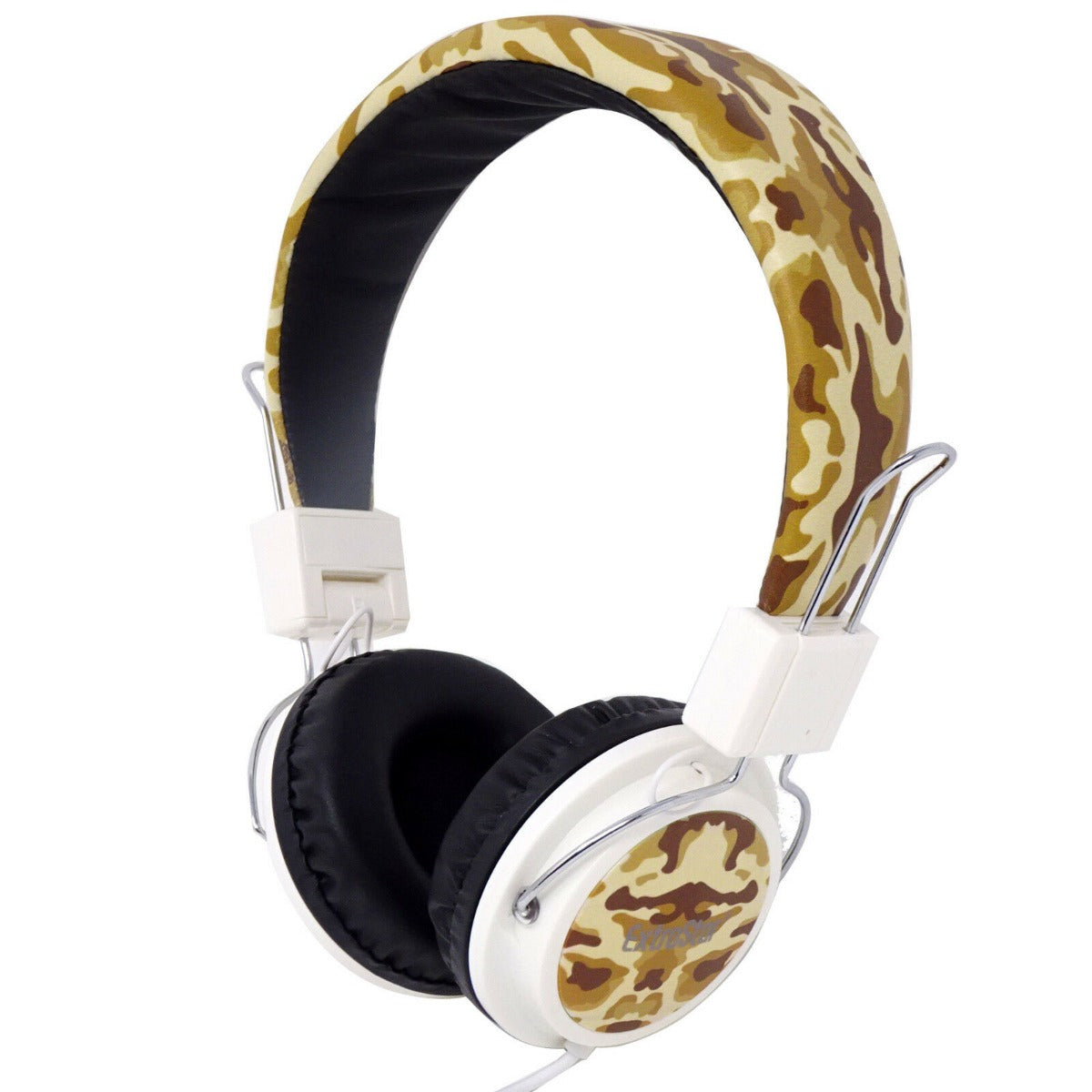 Cuffie over-ear con fascia mimetica, archetto bianco e pad nere
