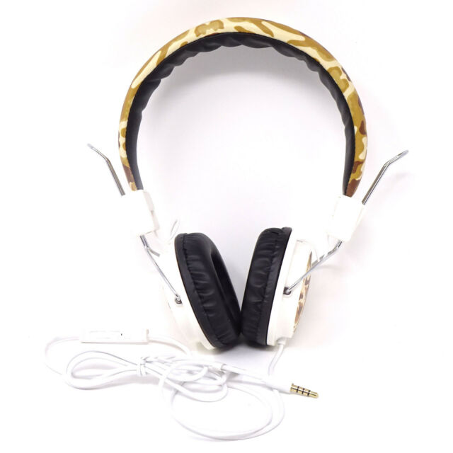 Cuffie over-ear mimetiche con pad nere, archetto bianco e jack 3,5 mm