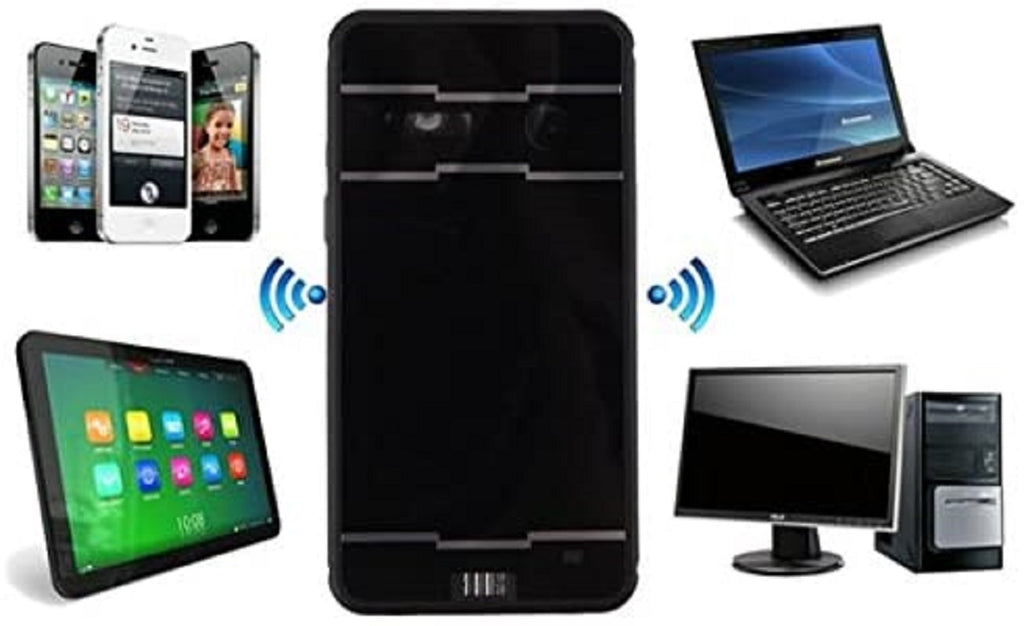 Tastiera laser Bluetooth portatile nera con schermate e dispositivi compatibili