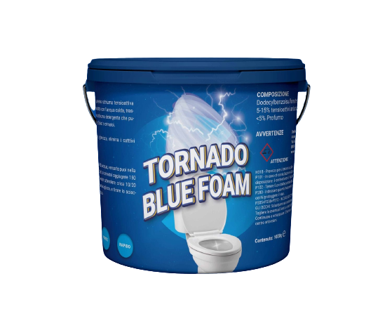 Secchiello detergente schiuma blu Tornado Blue Foam, vista frontale