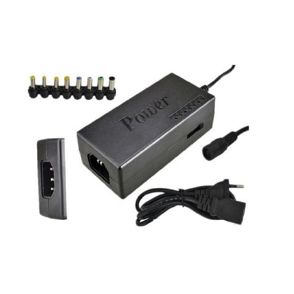 Alimentatore universale per laptop nero con connettori multipli e cavo