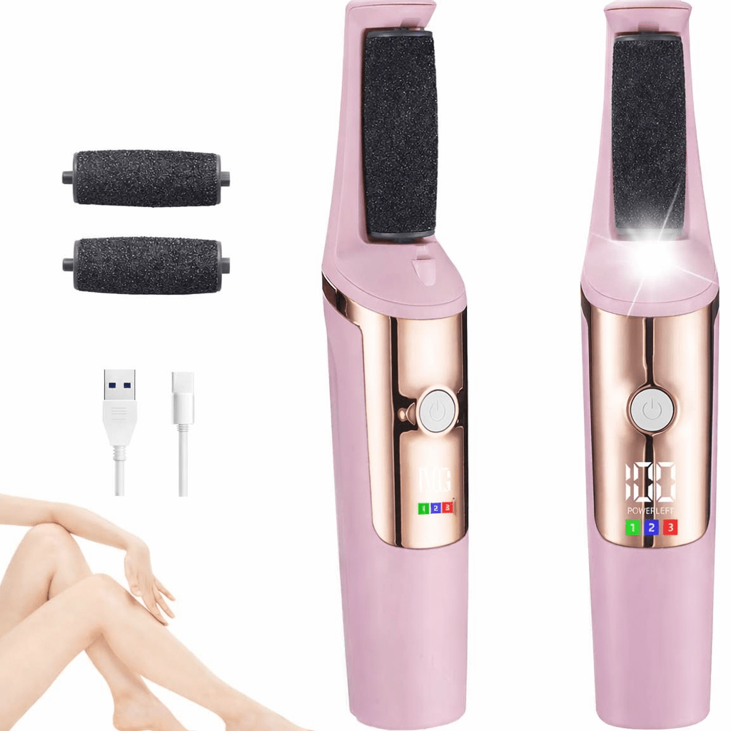 Pedicure Elettrico Professionale per Piedi – Lima Elettrica per Calli e Talloni – Rimuovi Pelle Morta – 3 Rulli Abrasivi – Display LED – Luce LED – Ricarica USB - | Prendilo Subito