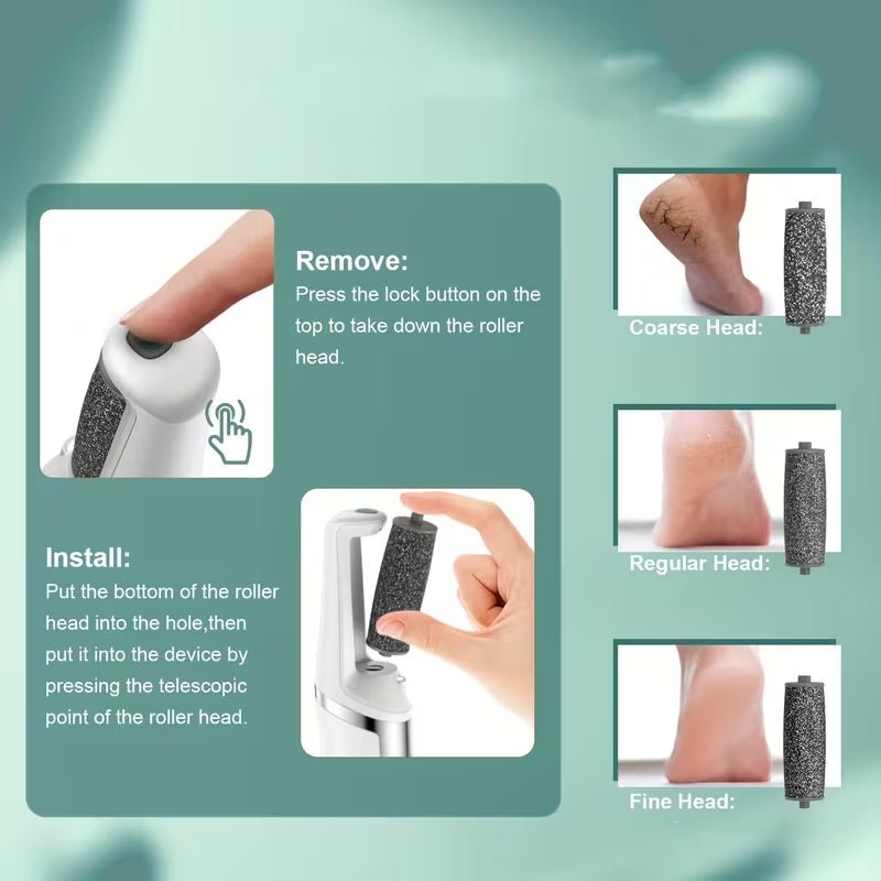 Pedicure Elettrico Professionale per Piedi – Lima Elettrica per Calli e Talloni – Rimuovi Pelle Morta – 3 Rulli Abrasivi – Display LED – Luce LED – Ricarica USB - | Prendilo Subito