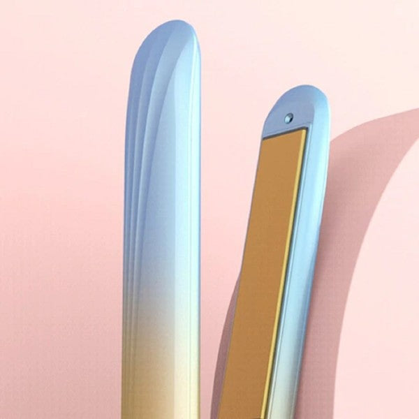 Piastra per capelli 2in1 rosa e blu con piastre e display LCD sul retro