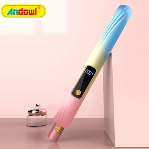 Piastra per capelli 2in1 rosa e blu con display LCD e logo Anstiul