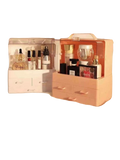Organizer per cosmetici a 3 cassetti bianco con scomparti e maniglia antipolvere
