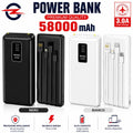 Power Bank 58000 mAh con Cavi Integrati, Display LED e Ricarica Rapida 3.0A – Batteria Esterna Portatile USB-C, Lightning e Micro USB - | Prendilo Subito