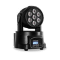 Testa mobile LED nera con 7 LED circolari e pannello di controllo con display