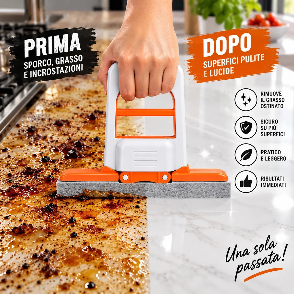 Raschietto Multifunzione per Pulizia Superfici con Lama – Rimuovi Sporco, Residui e Incrostazioni per Cucina, Vetri e Piastrelle - | Prendilo Subito