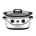 Cucina multifunzione 5 in 1 con coperchio e comandi, base bianca e nera, 5,6 L