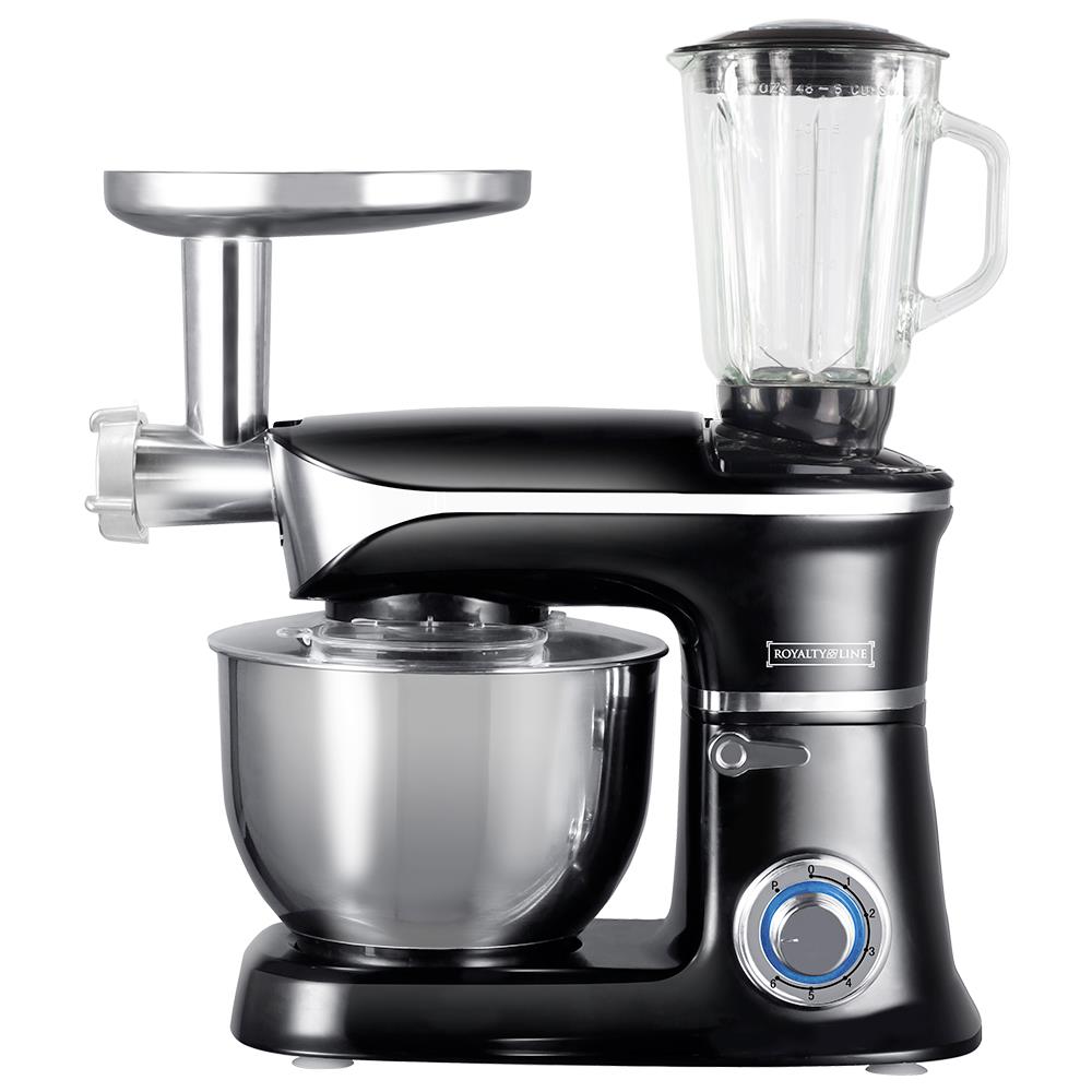 Robot da cucina tritacarne 3 in 1 con ciotola in acciaio e frullatore nero