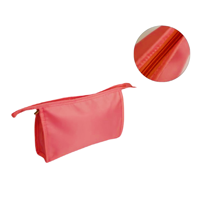 Pochette organizer impermeabile rosa con zip, vista laterale