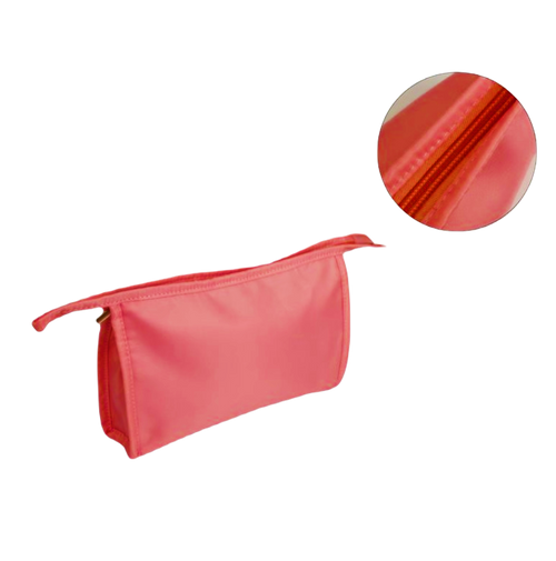 Pochette organizer impermeabile rosa con zip, vista laterale
