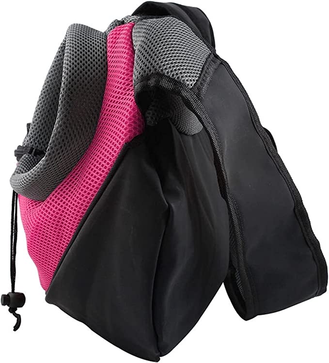 Borsa da viaggio per animali con rete grigia, pannello fucsia e tasca laterale nera