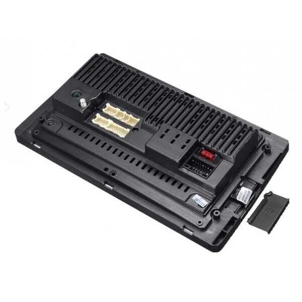 Autoradio 2-DIN retro con connettori, prese e dettagli interni