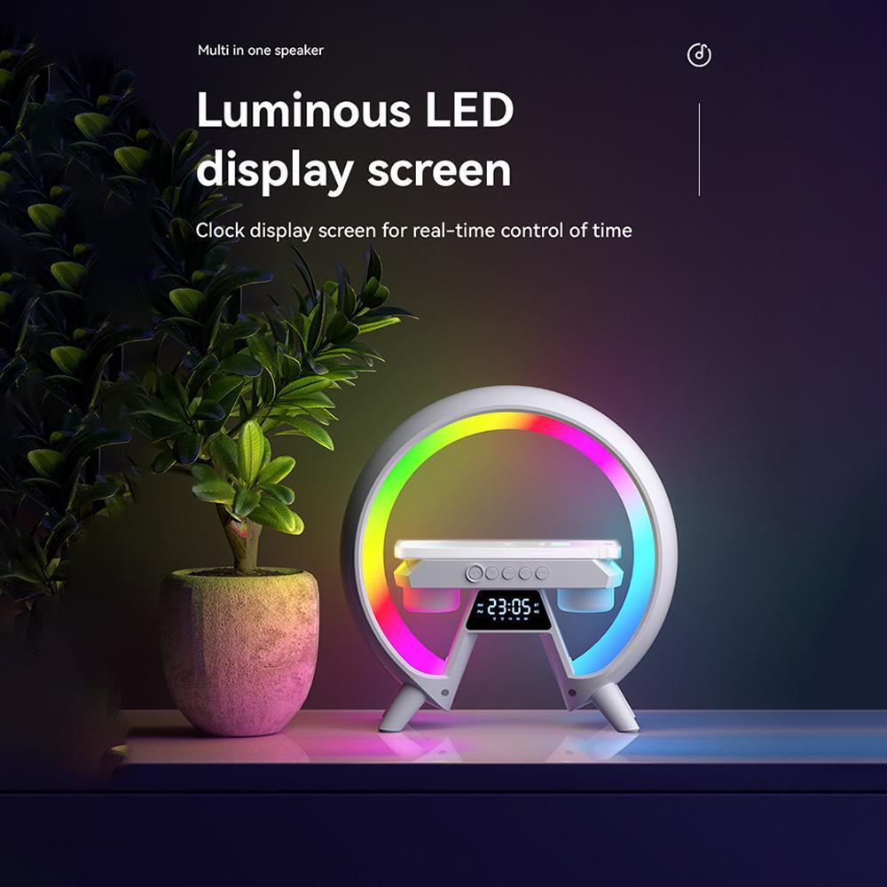 Lampada altoparlante con display orario e anello LED luminoso multicolore