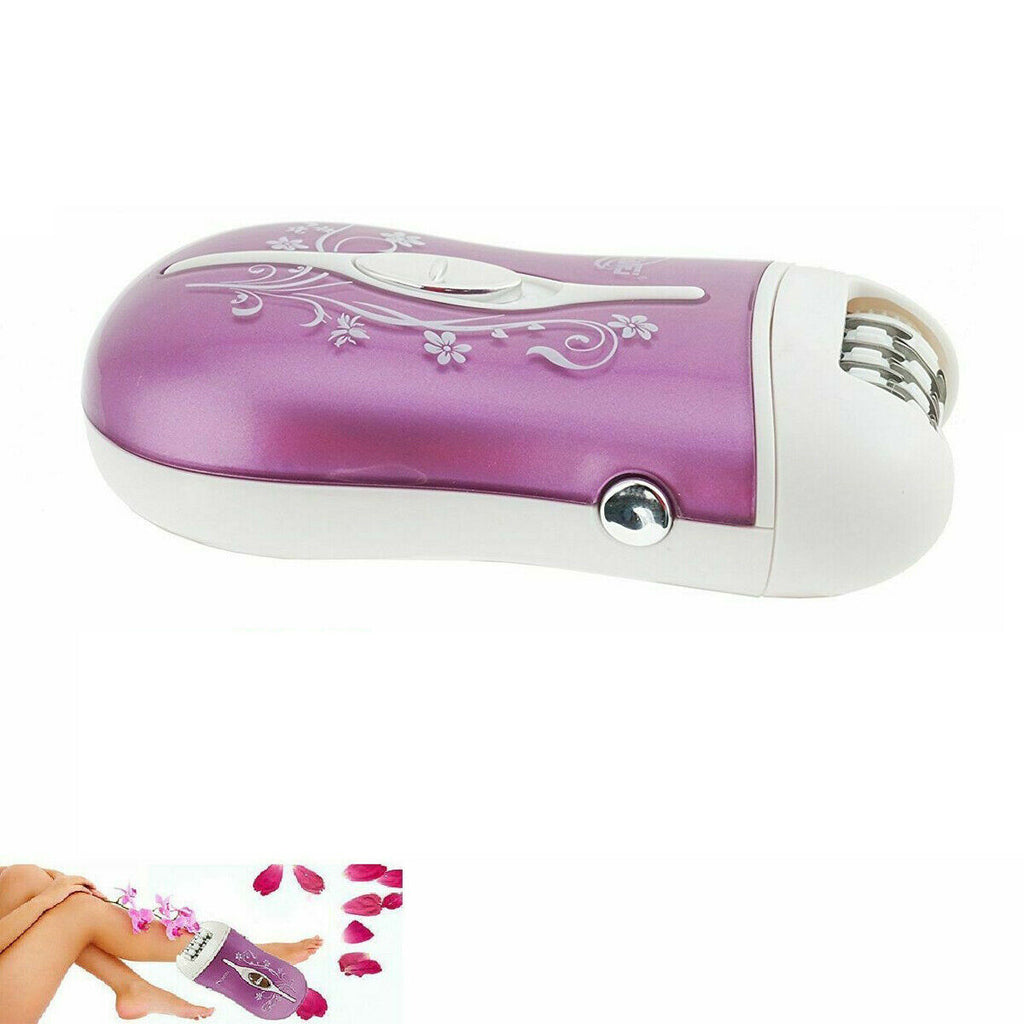 Epilatore elettrico ricaricabile donna viola con levetta e parti metalliche