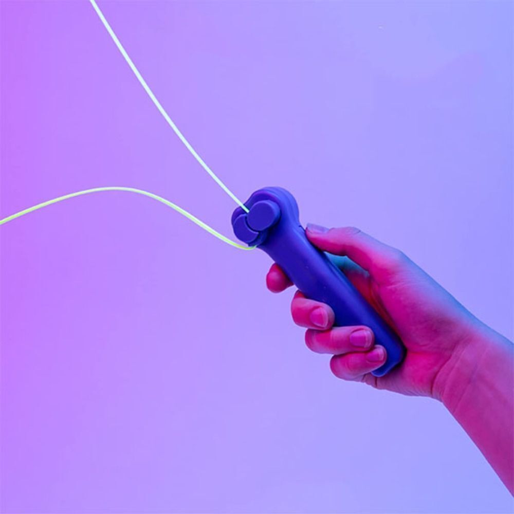 Lanciacorde blu con corda loop luminosa verde e rosa