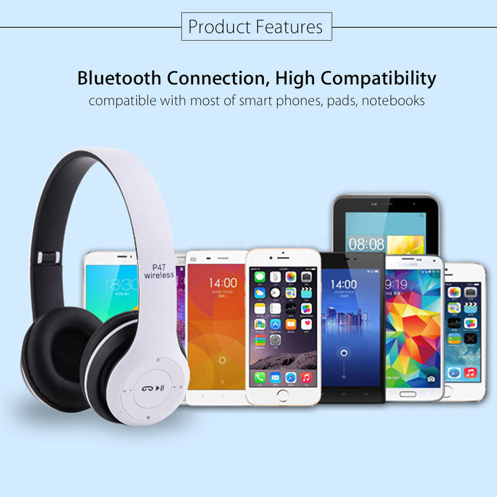 Cuffie Bluetooth over-ear pieghevoli nere con padiglioni imbottiti e archetto