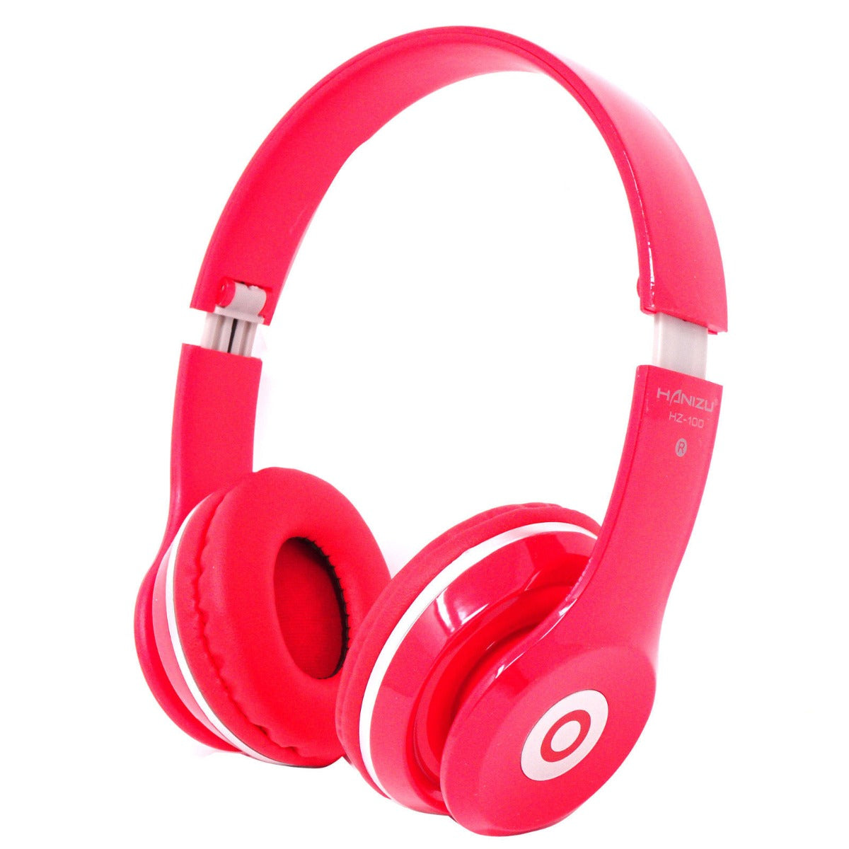 Cuffie dinamiche pieghevoli HZ-100 rosse con pad imbottiti e auricolari lucidi