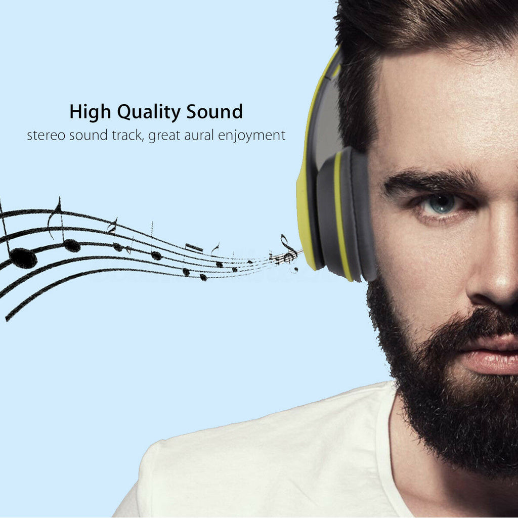 Cuffie Bluetooth over-ear pieghevoli verde lime con padiglione imbottito