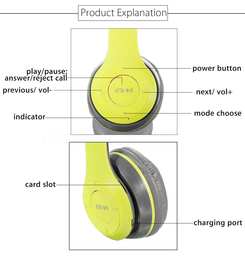 Cuffie Bluetooth pieghevoli: comandi, indicatori, porta di ricarica e slot card