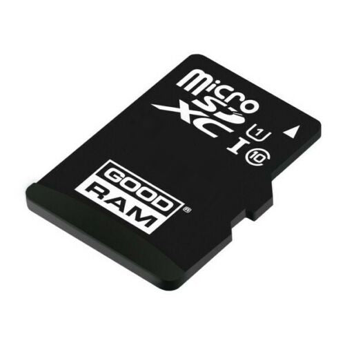 Scheda microSD nera con logo GOODRAM e scritta microSD