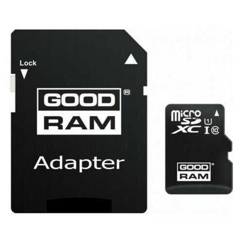 Kit adattatore SD e scheda microSD nere con scritte GOODRAM