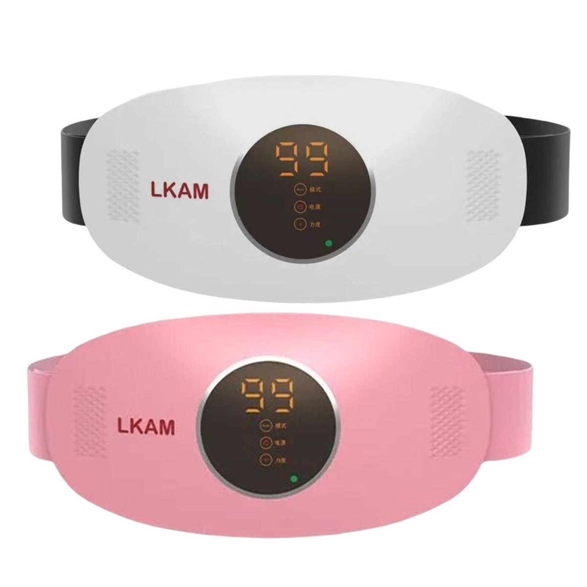 Cintura massaggiante LKAM bianca e rosa con display nero