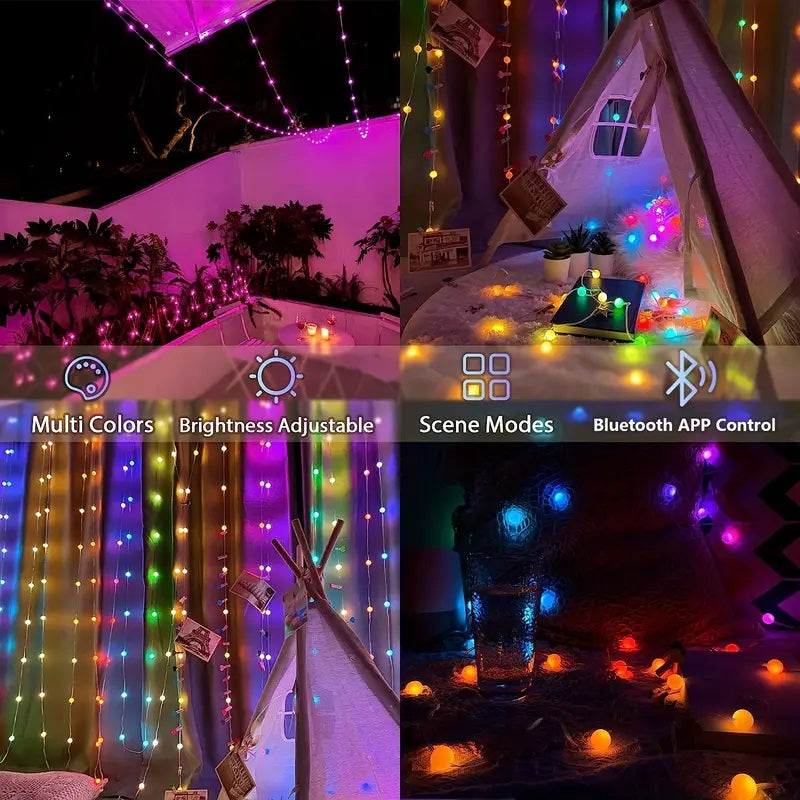 Catena luminosa LED multicolori con modalità scene e controllo app Bluetooth
