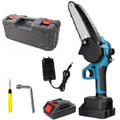 Mini motosega elettrica a batteria blu/nera con lama da 6" e accessori