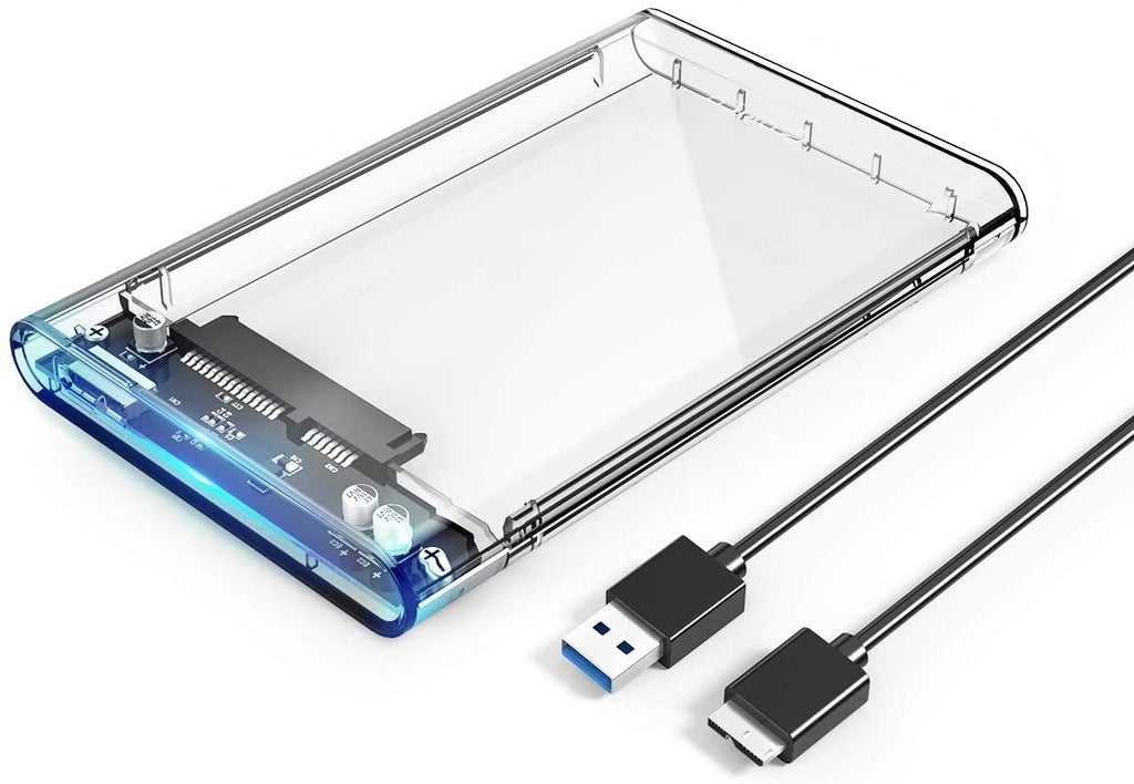 Custodia esterna trasparente 2,5 pollici con cavo USB e connettori