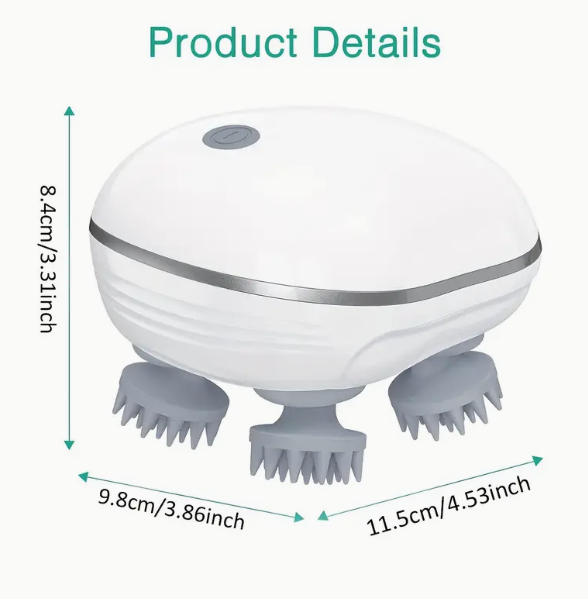 Massaggiatore elettrico per cuoio capelluto bianco con base e punte