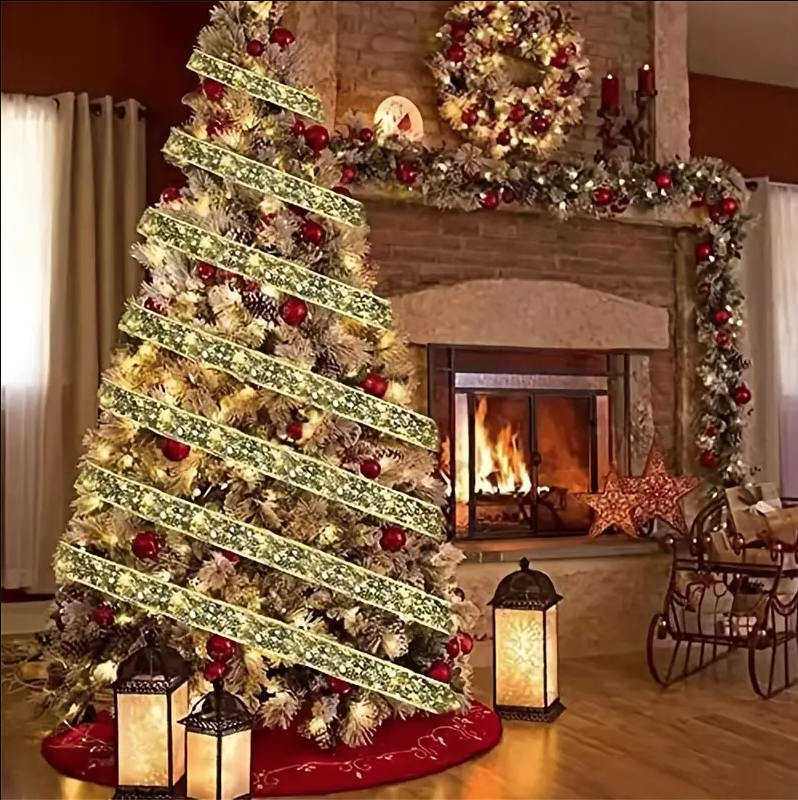 Nastro di Natale LED dorato 5 m con luci calde, decorazione