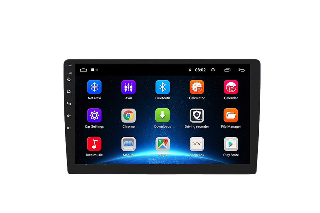 Autoradio 2-DIN con schermo touchscreen e icone app Android