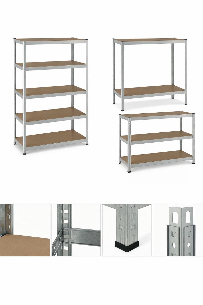 Scaffale Metallico 5 Ripiani 180×90×40 cm – Portata 80 kg per Ripiano Regolabile, Modulare, Senza Bulloni – Ideale per Garage, Cantina, Cucina, Ufficio