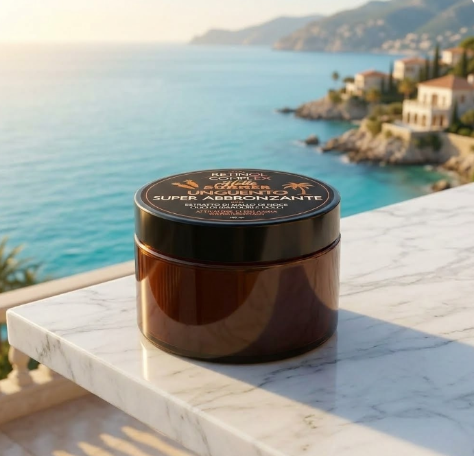 Barattolo chiuso unguento super abbronzante Ultra Retinol Complex, coperchio nero