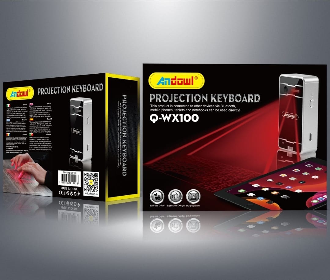 Scatola e tastiera laser Bluetooth Anydull Q-WX100 con proiezione rossa