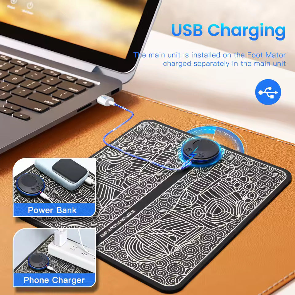 Tappetino massaggiante EMS con controller tondo e ricarica USB