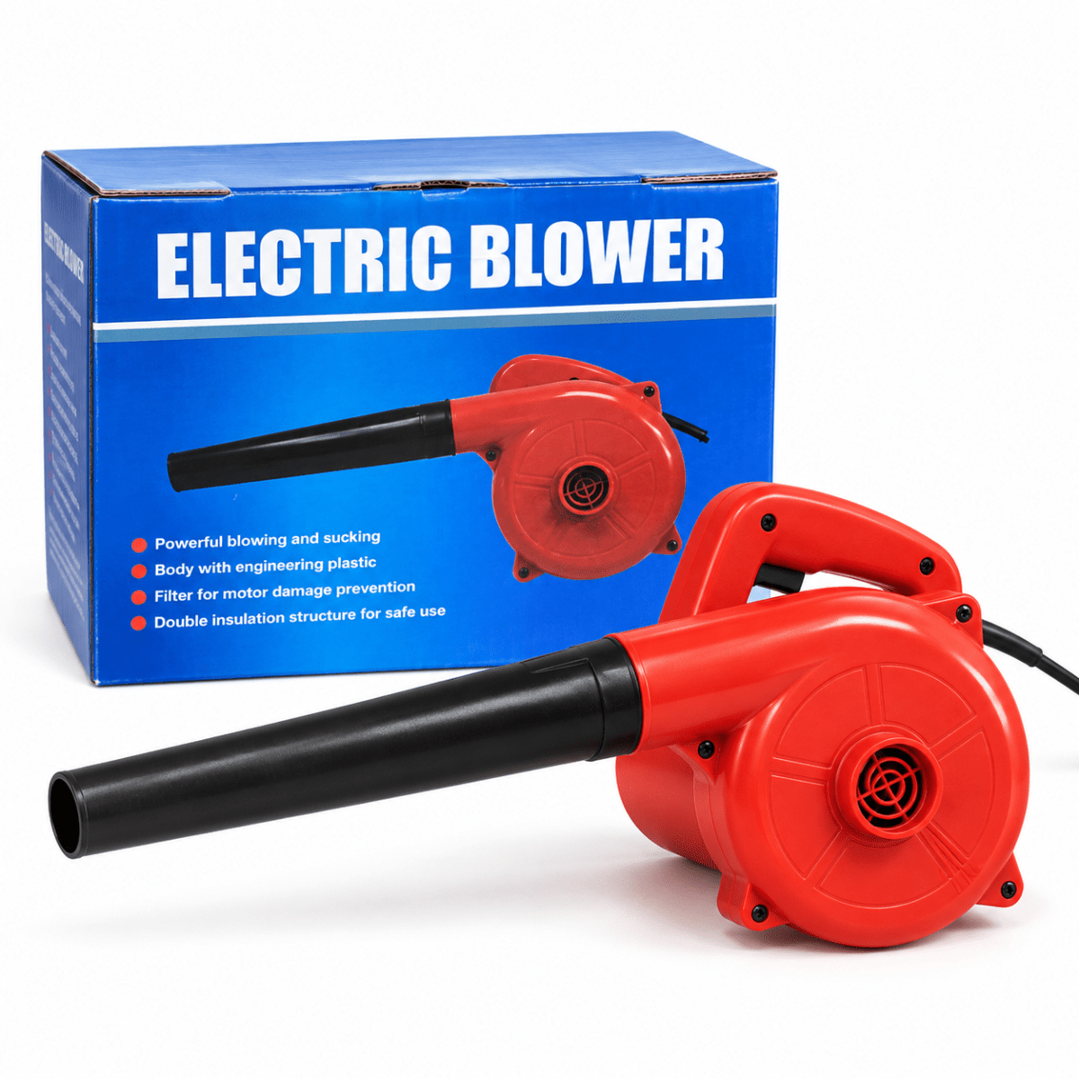 Soffiatore Aspiratore Elettrico Portatile 2 in 1 Rosso con Tubo Lungo – Pulizia PC, Tastiere, Polvere, Auto e Officina - | Prendilo Subito