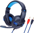 Cuffia gaming nera con inserti blu, pad auricolari e cavo con jack audio