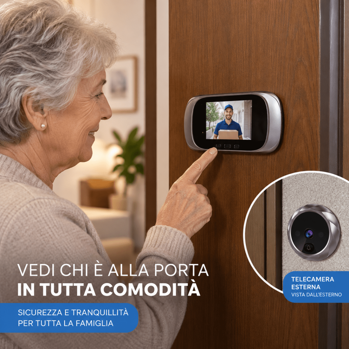 Spioncino Digitale Elettronico per Porta con Telecamera, Schermo LCD a Colori, Memoria Integrata e Visione Grandangolare – Visualizzatore per Porte d'Ingresso - | Prendilo Subito