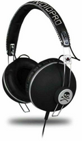 Cuffie DJ professionali nere con logo teschio e cavo nero