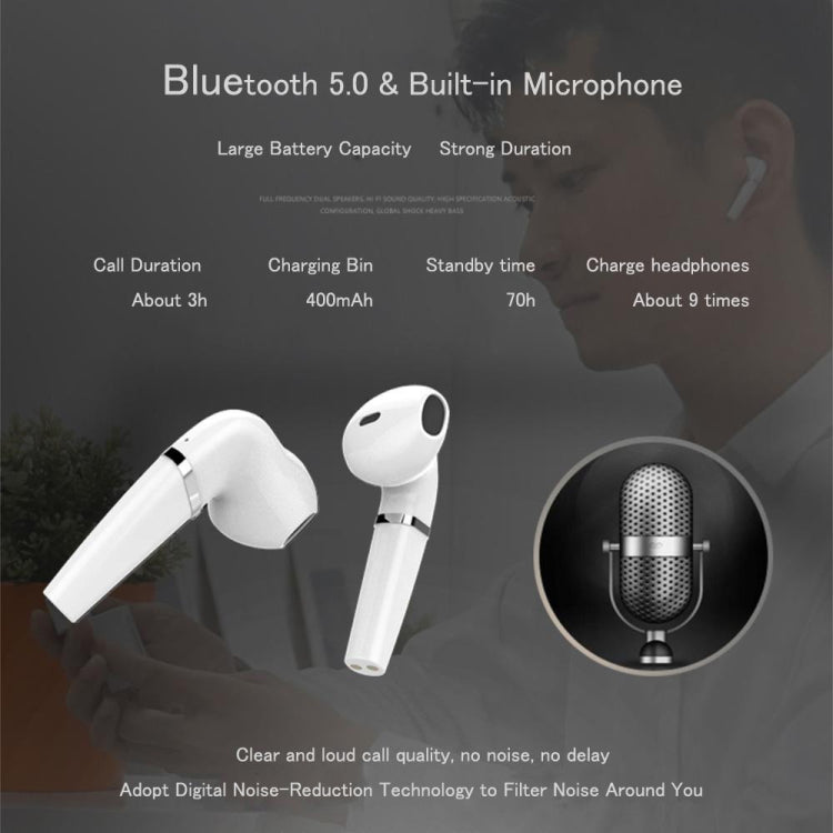 Auricolari bluetooth HX03 bianchi con icona microfono