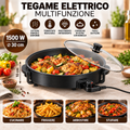 Tegame Elettrico Multifunzione 1500W Ø 30 cm con Coperchio in Vetro, Termostato Regolabile, Padella Antiaderente per Cucinare, Friggere, Arrostire e Stufare - | Prendilo Subito