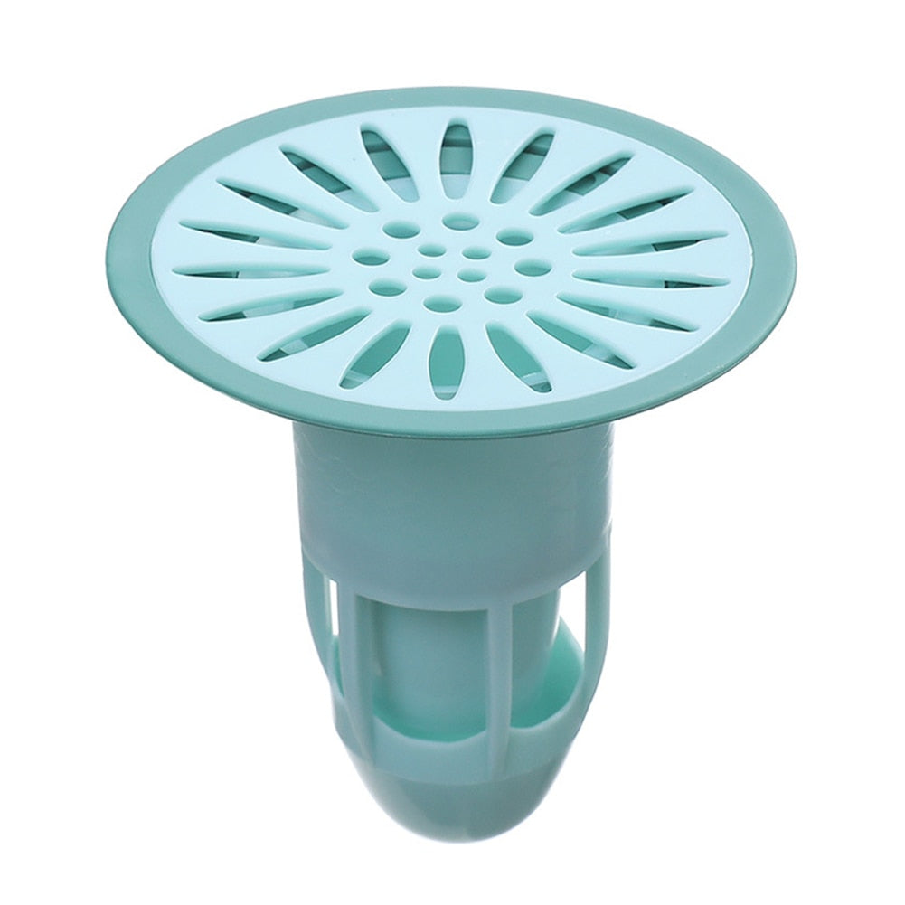Filtro scarico azzurro-verde con griglia tonda forata