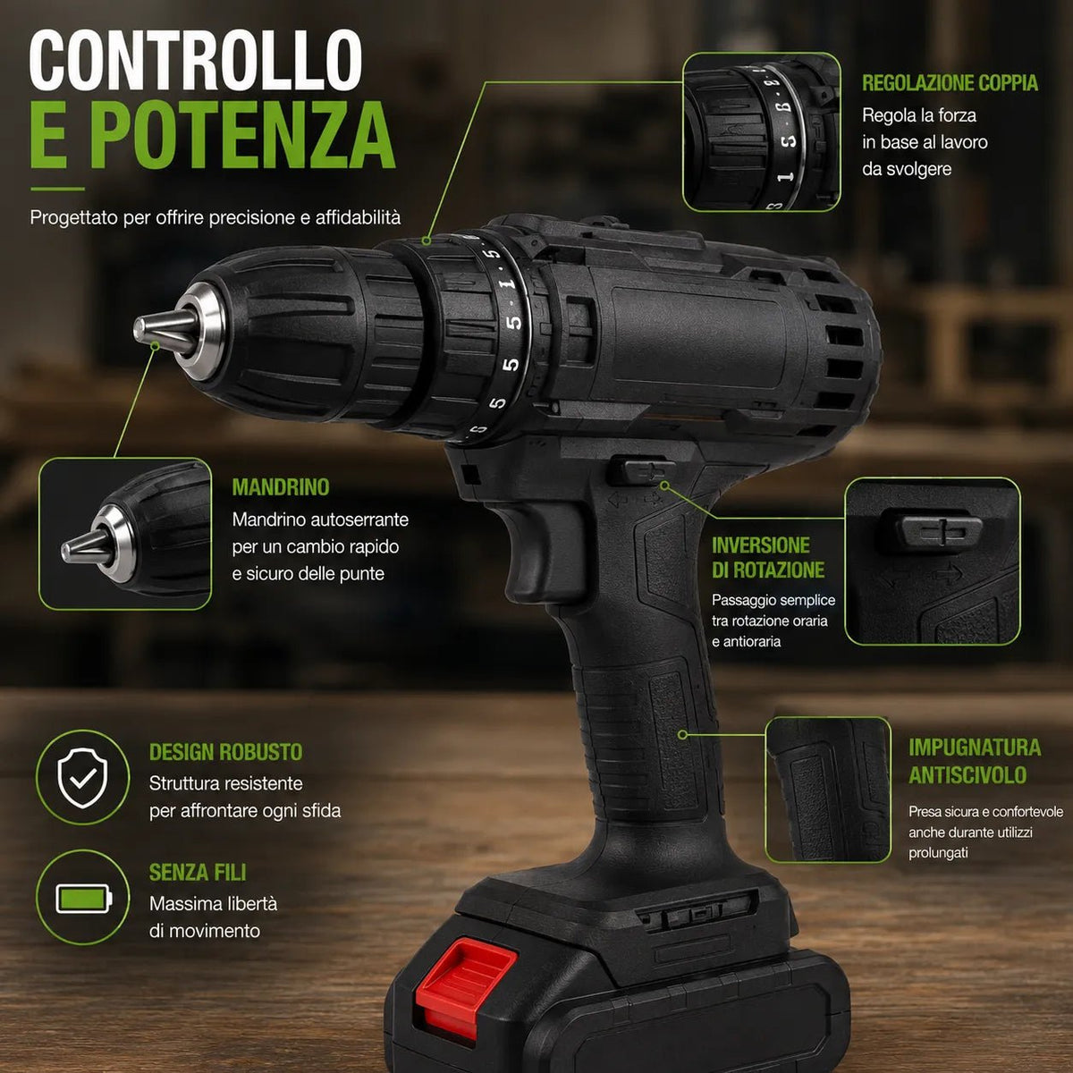 Trapano Avvitatore a Batteria 48V con Percussione – Kit Completo con 2 Batterie e Valigetta - | Prendilo Subito