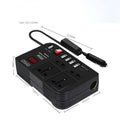 Convertitore auto nero con display rosso, 4 porte USB e prese multiple