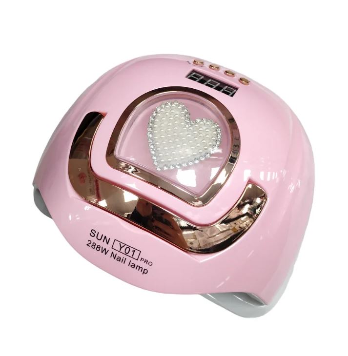Lampada UV/LED per unghie rosa con oblò e pannello LED superiore