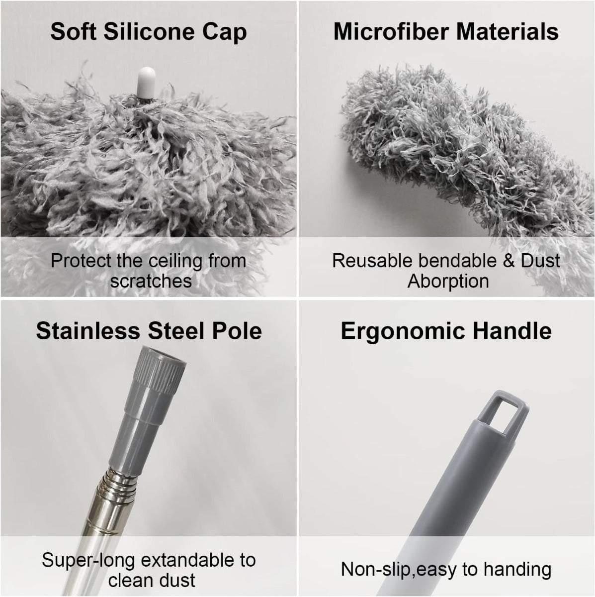 Tappo in silicone morbido e microfibra grigia per spolverare